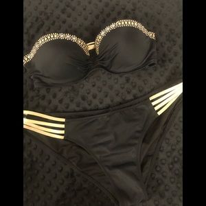 Victoria’s Secret Black and Gold Strapless Bikini